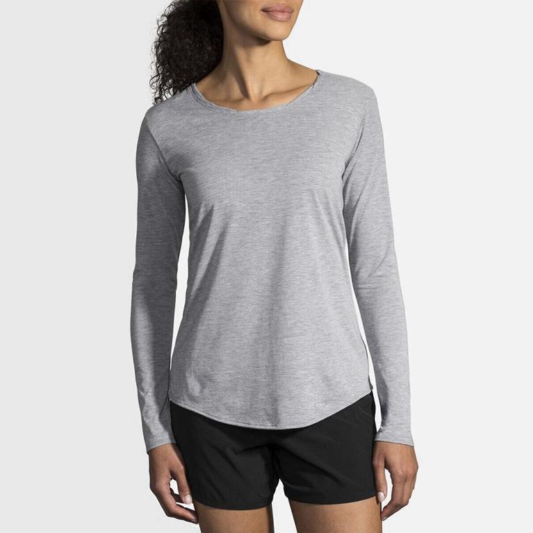 Brooks Distance NZ - Women's Long Sleeve Running Shirt - Grey (42197-JGLN)